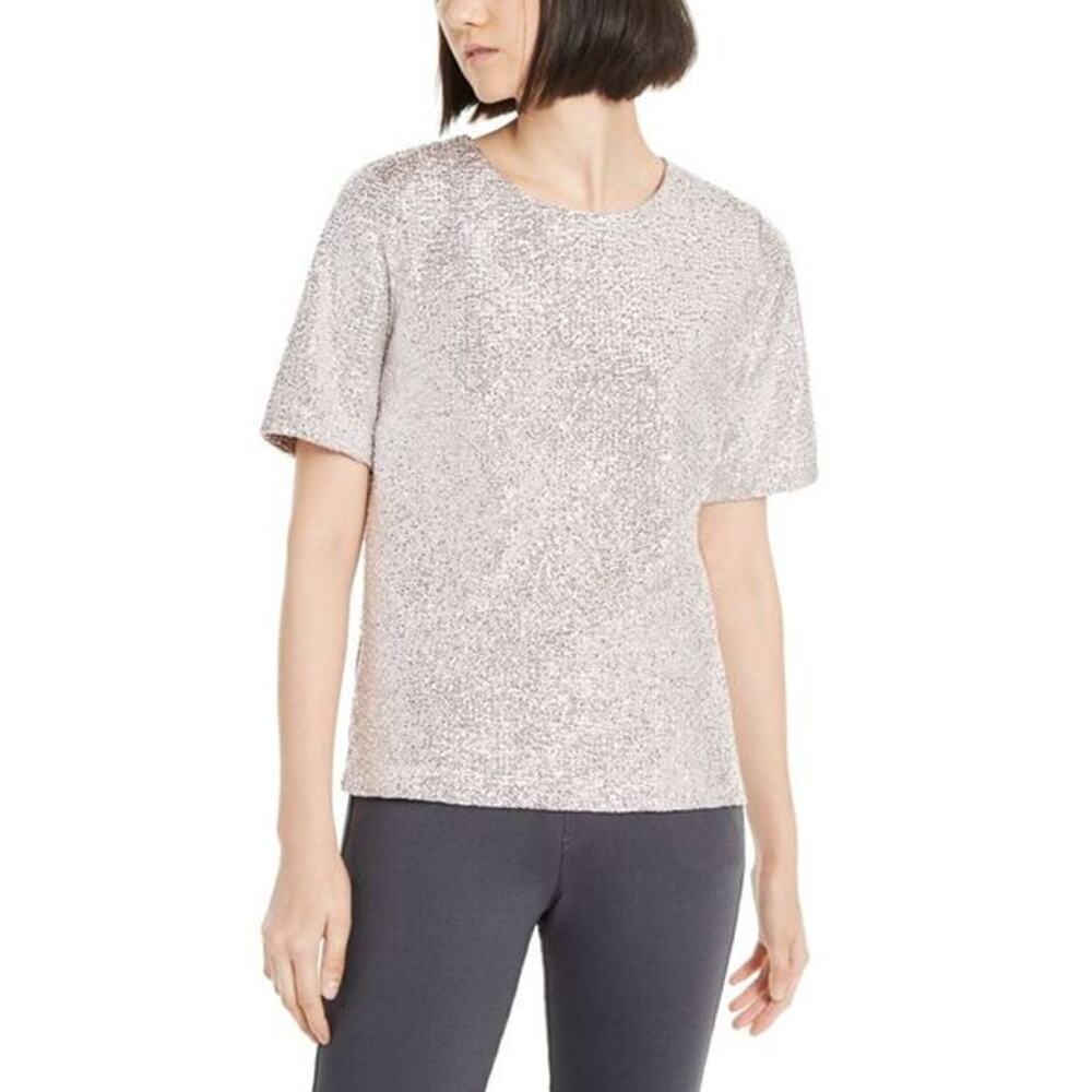 🔴3/$20 Monteau Los Angeles Rose Gold Shimmer Blouse Size M